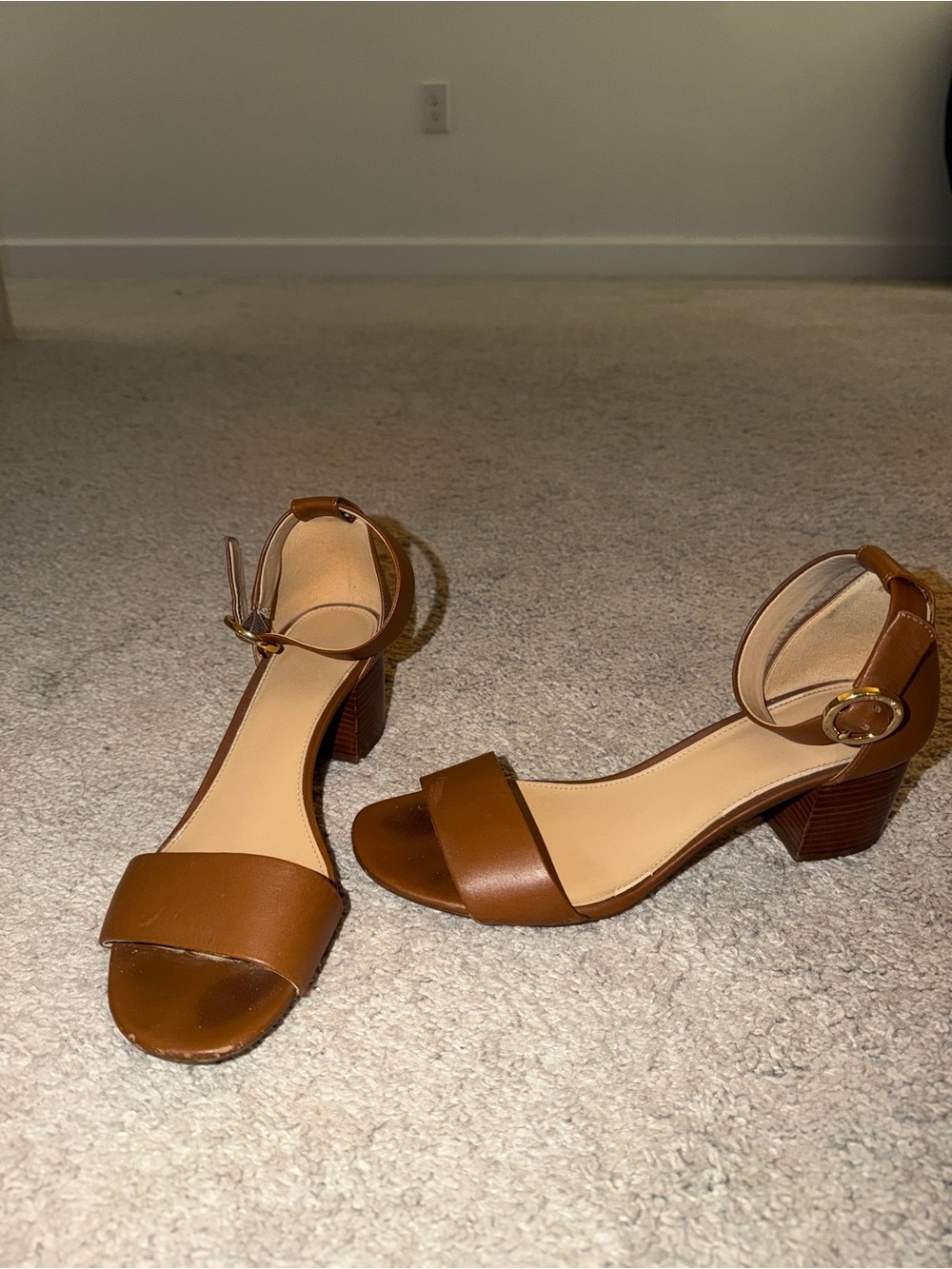 Michael Kors Brown Ankle-Strap Block Heel Sandals
